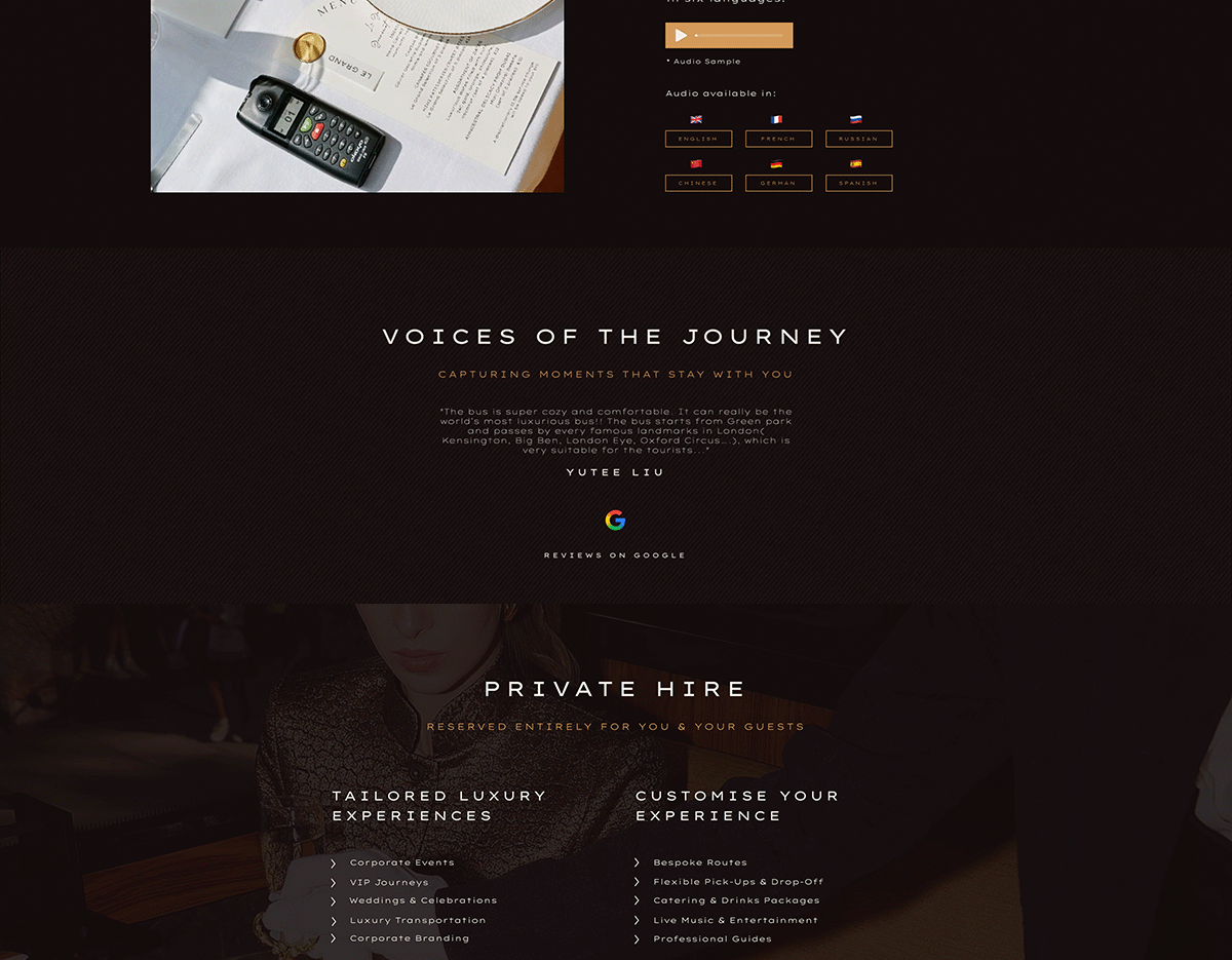 Image of custom testimonial section built for Le Grand website