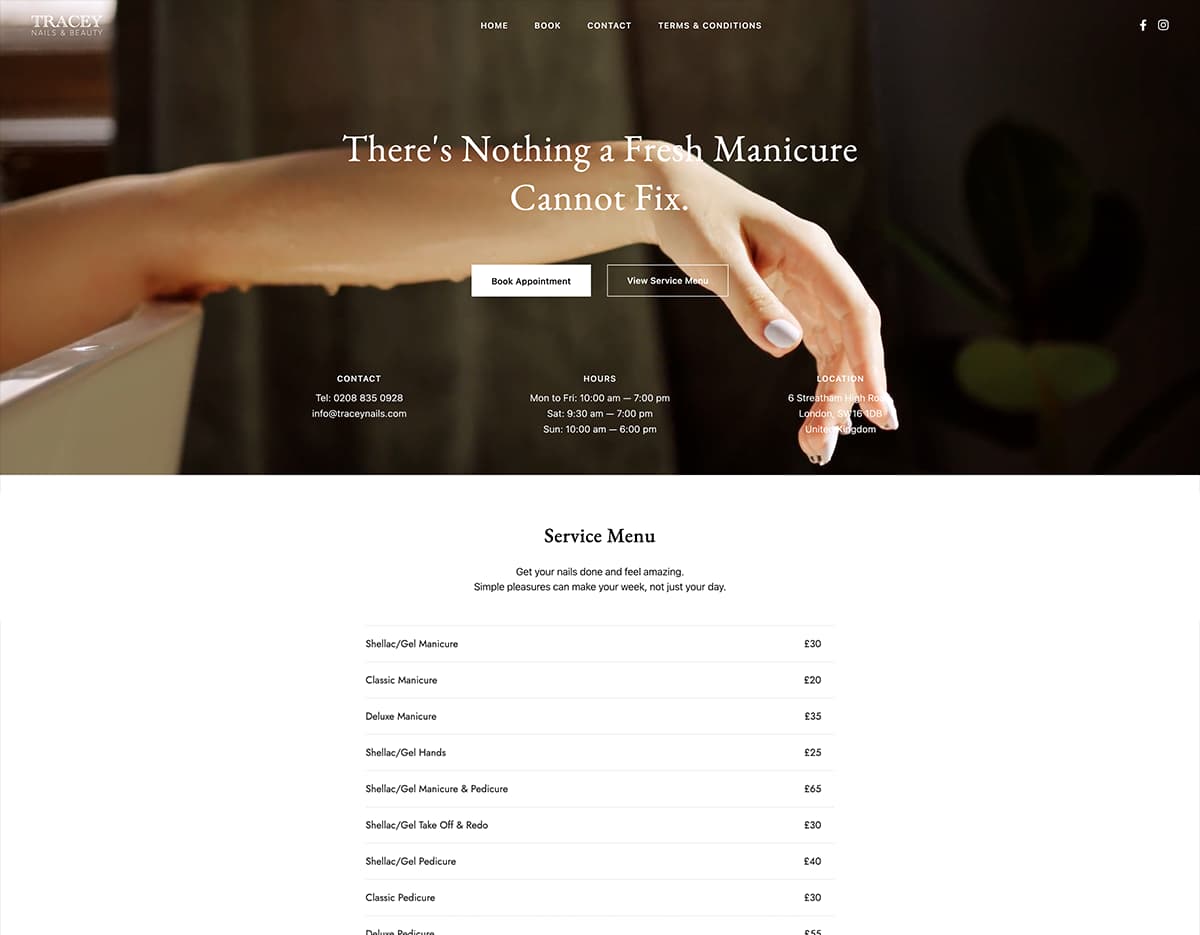 Image of Tracey Nails Wordpress website build
