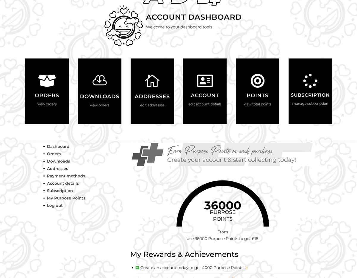 Image of Add Purpose account dashboard